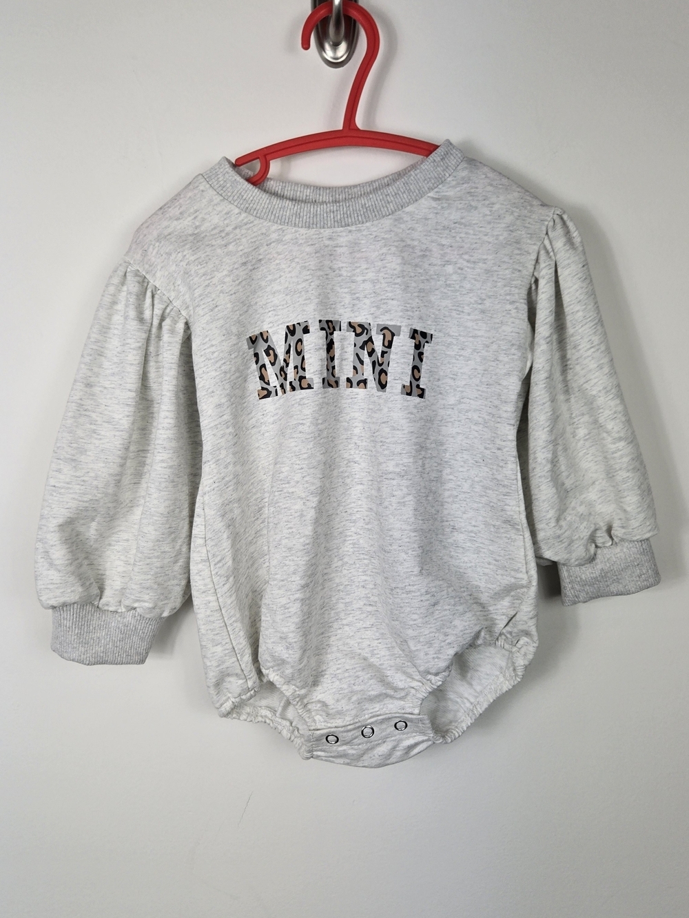 Mini Leopard Print Bodysuit 100 (3T) Gray Long Sleeve Sleeve Baby Toddler Romper